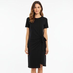 Vince Black Cotton Short Sleeve Tie Waist Tee T Shirt Dress S